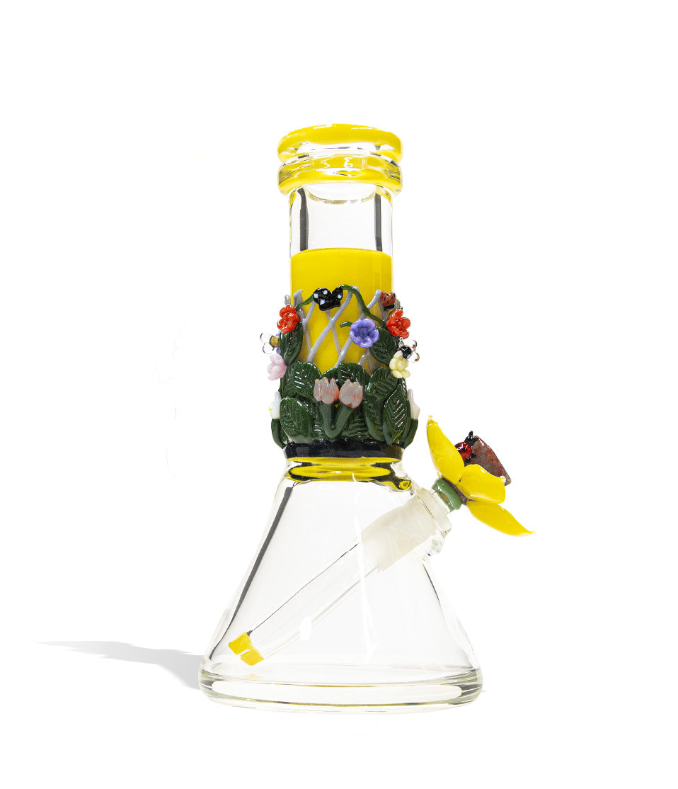 Empire Glassworks Yellow Flower Baby Beaker on white background
