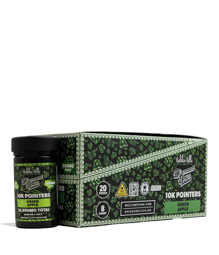 Green Apple Hidden Hills 10000mg Diamond Boyz 8k Pointers Gummies 8pk Front View on White Background