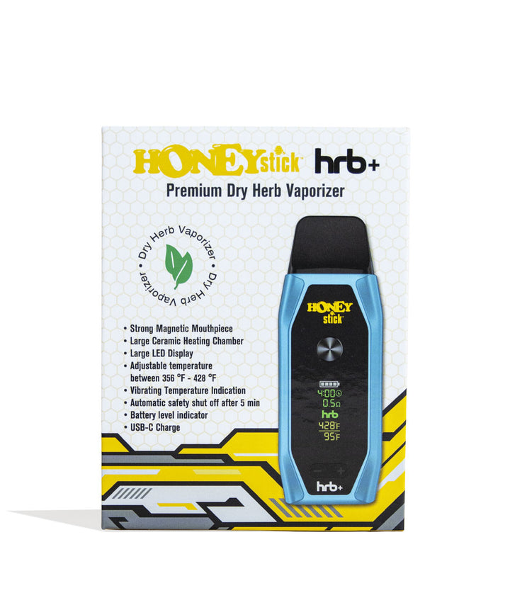 Blue Honeystick HRB Plus Vaporizer Packaging Front View on White Background