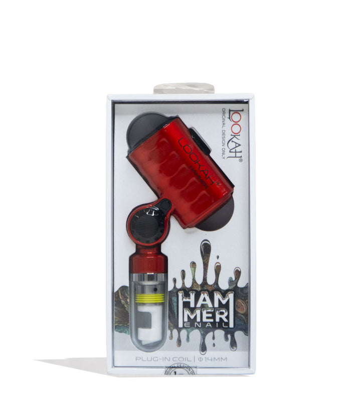 Red Lookah Hammer Portable Enail Banger Packaging Front View on White Background