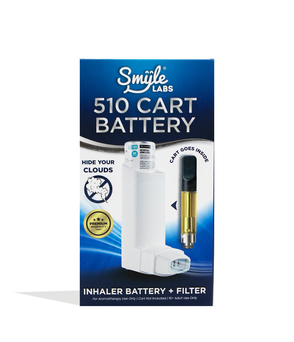 White Smyle Inhaler 510 Battery and Cloud Filters Packaging Front View on White Background