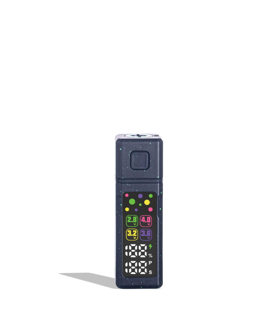 Black Green Spatter West Coast Cure Grid Variable Voltage Battery 12pk Front View on White Background