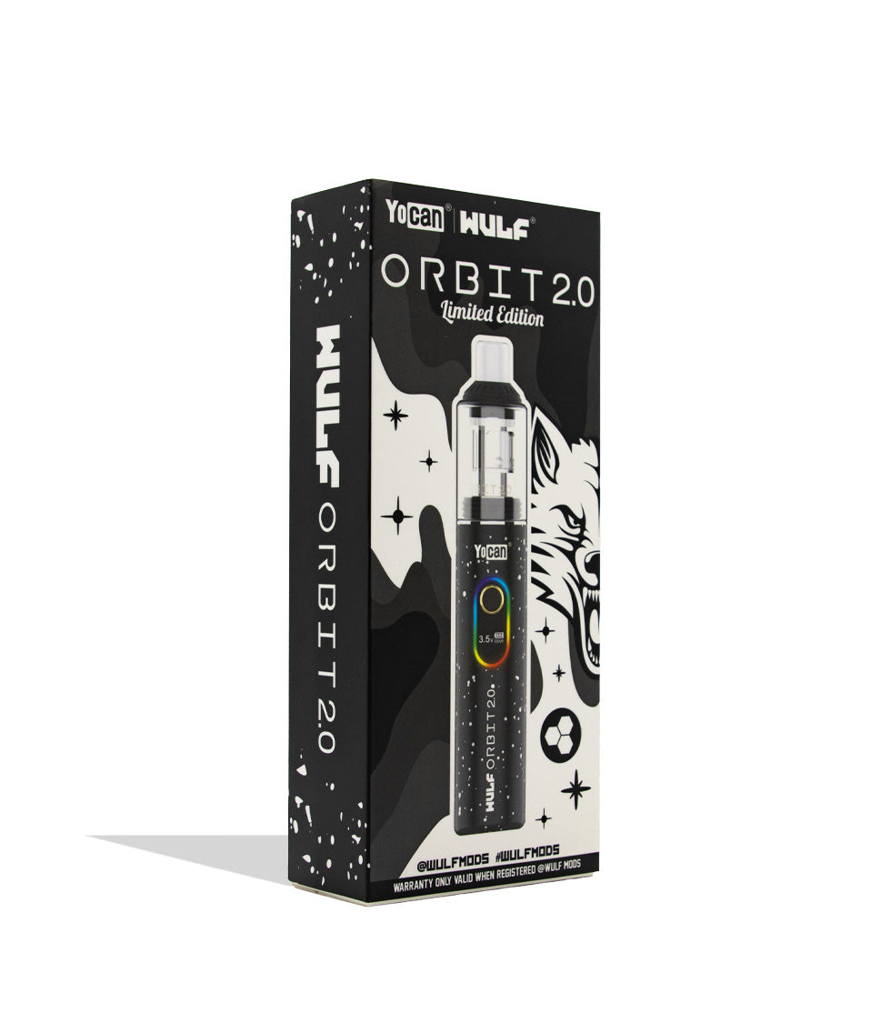 Wulf Mods Orbit 2.0 in black white spatter color on white background box side