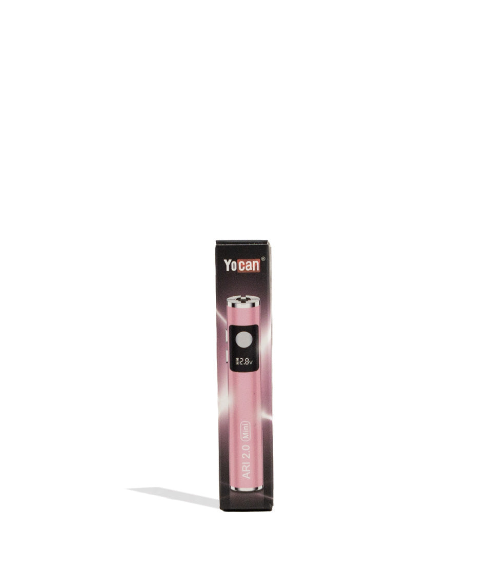 Pink Yocan Ari Mini 2.0 Variable Voltage Battery 15pk Packaging Front View on White Background