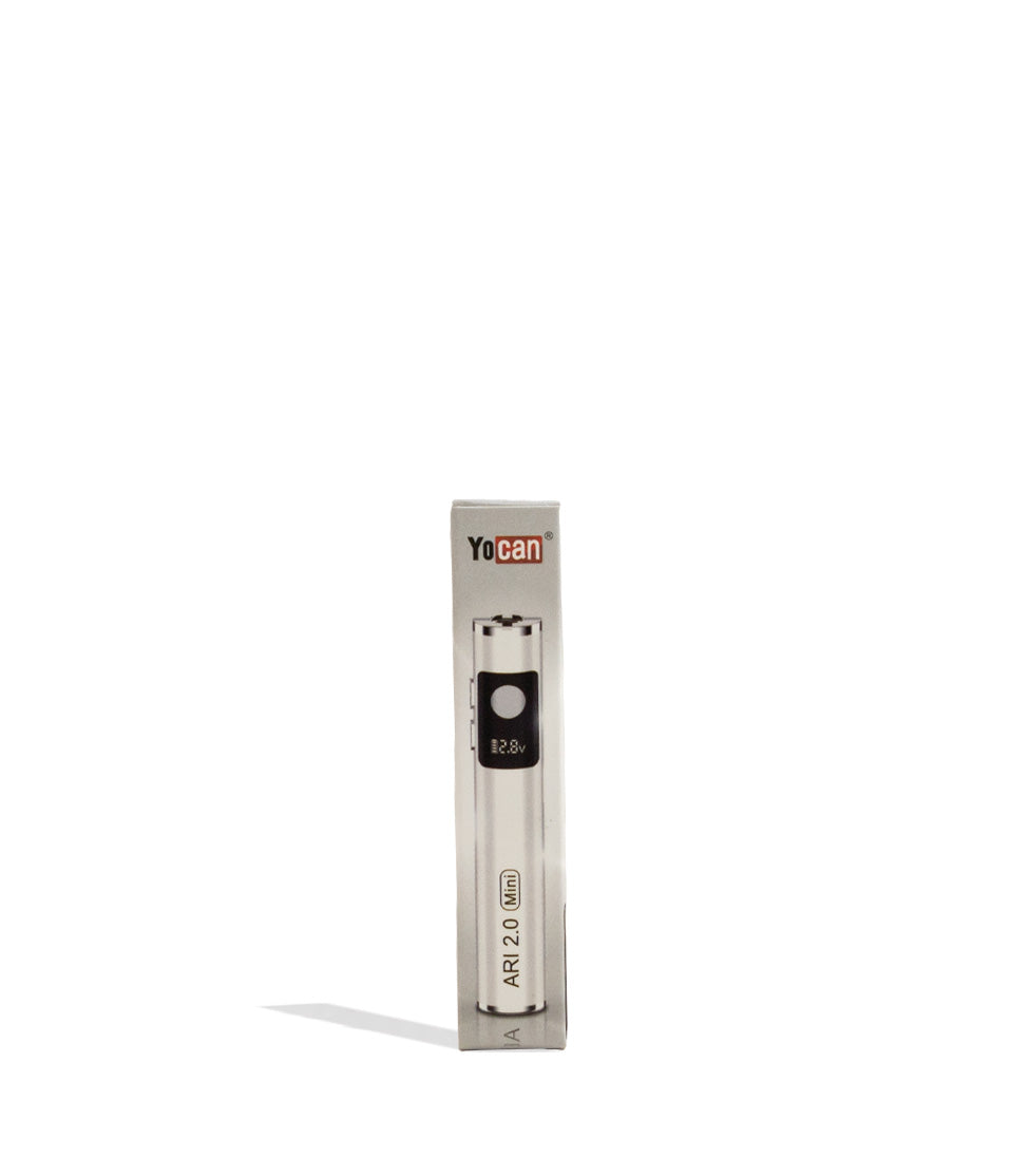 White Yocan Ari Mini 2.0 Variable Voltage Battery 15pk Packaging Front View on White Background