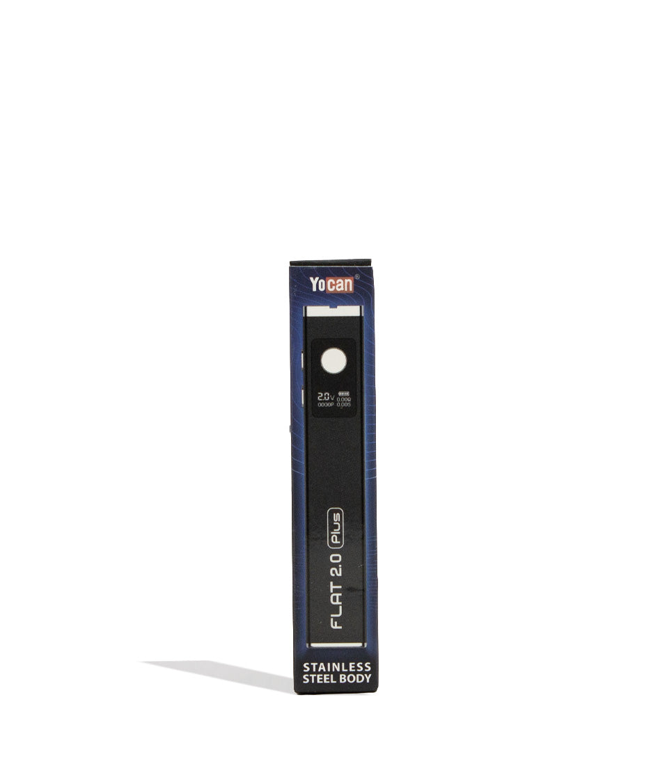 Black Yocan Flat Plus 2.0 Variable Voltage Battery 12pk Packaging Front View on White Background