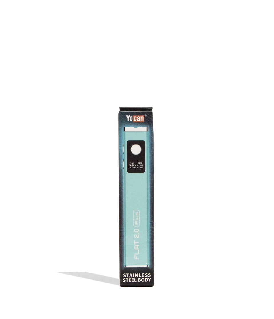 Blue Yocan Flat Plus 2.0 Variable Voltage Battery 12pk Packaging Front View on White Background