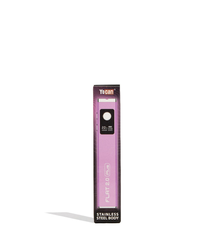 Pink Yocan Flat Plus 2.0 Variable Voltage Battery 12pk Packaging Front View on White Background