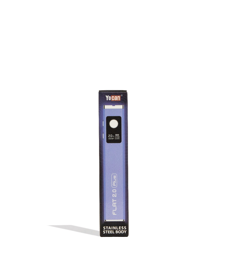 Purple Yocan Flat Plus 2.0 Variable Voltage Battery 12pk Packaging Front View on White Background