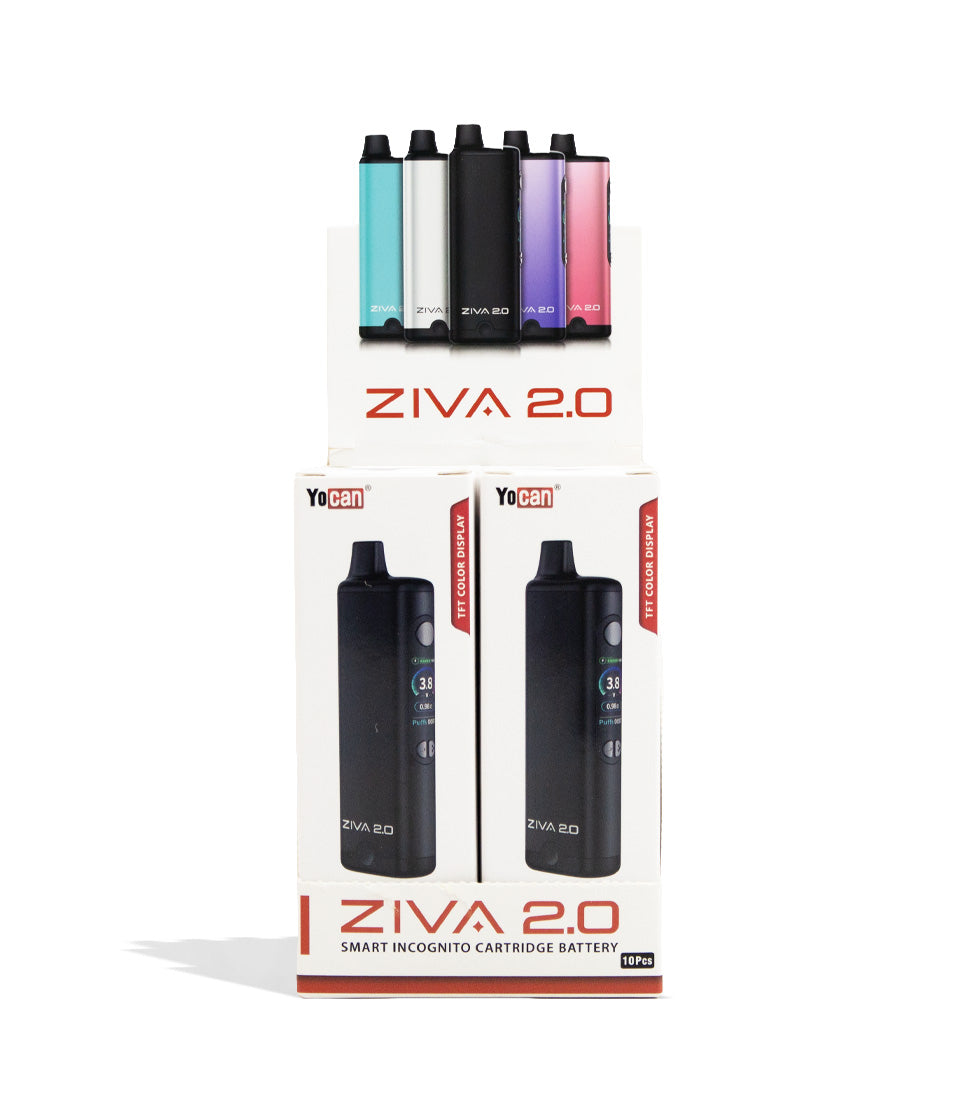 Yocan Ziva 2.0 Variable Voltage Battery 10pk Front View on White Background